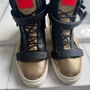 Giuseppe Zanotti Gold and Black Men's Shoes